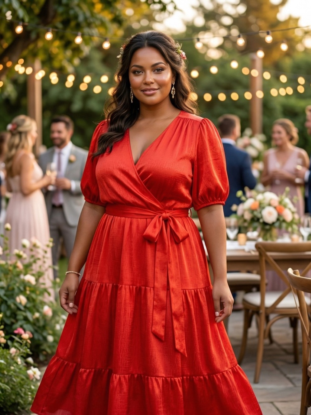 Draper James Red Satin Classic Special Occasion Minimalist Wrap Dress Size XXL